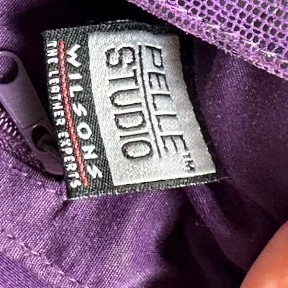 Wilson’s Pelle Studios Italian Leather Purple Purse Bag Holiday sparkle - Picture 7 of 8